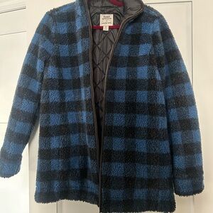 Lands' End Blake Shelton Blue and Black Plaid Fleece Jacket